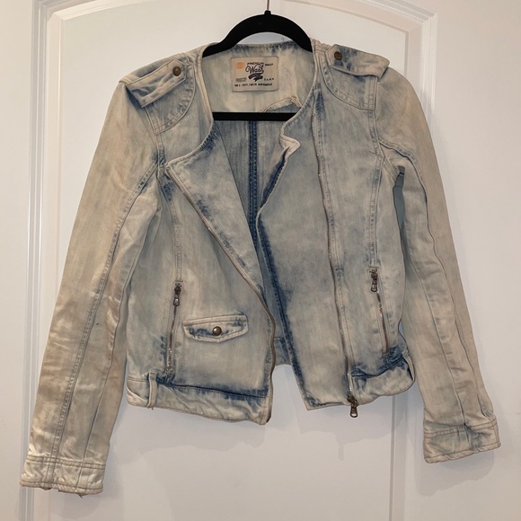 Zara Jackets & Blazers - Vintage style premium wash biker denim jean jacket